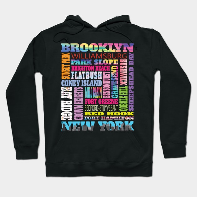 Brooklyn New York Neighborhoods Skyline Bklyn Pride Gifts Hoodie by Envision Styles